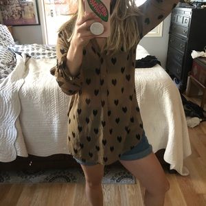 Sheer tunic top with hearts